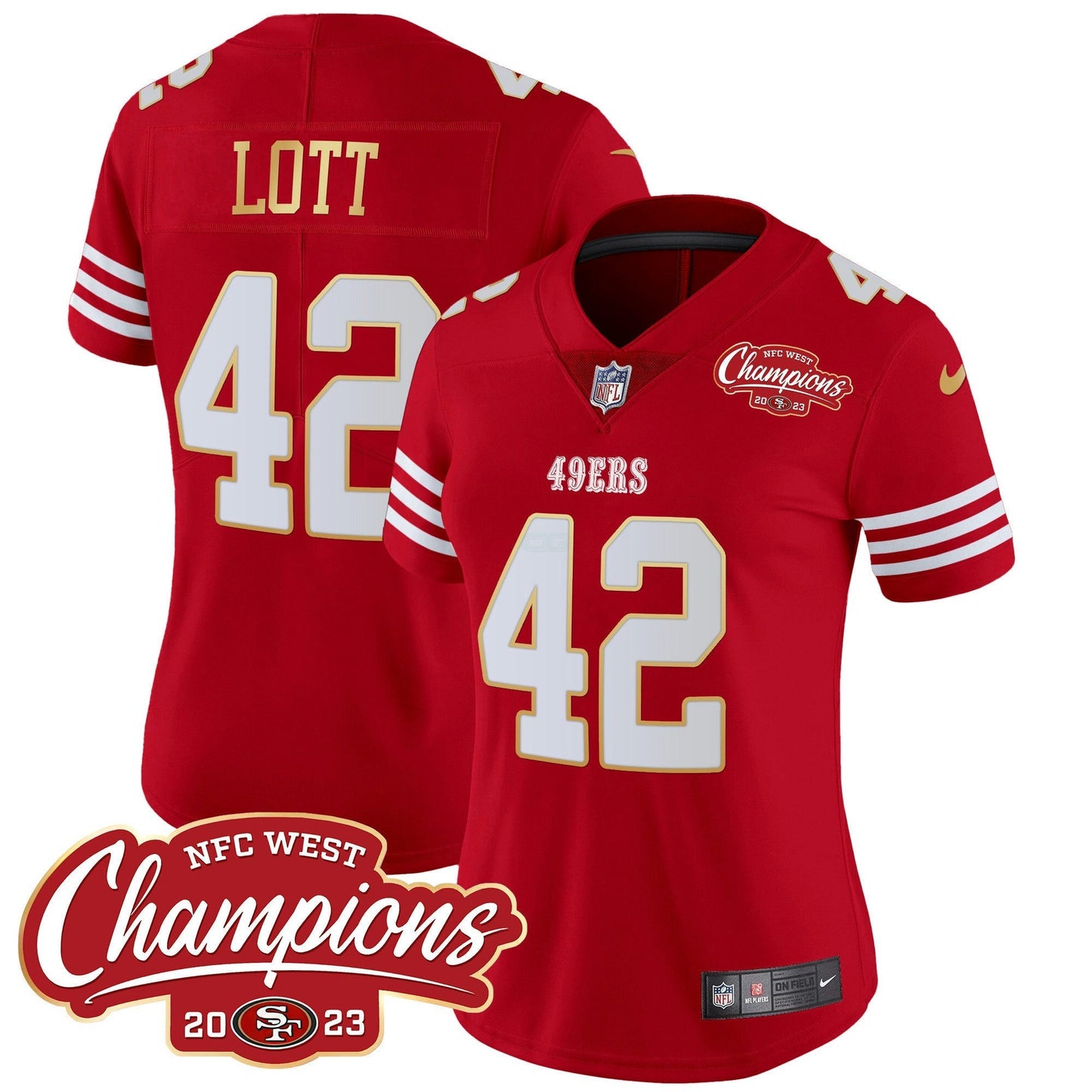 Camisa NFL Women’s NFC West Champions Dourada Trim Vapor Jersey