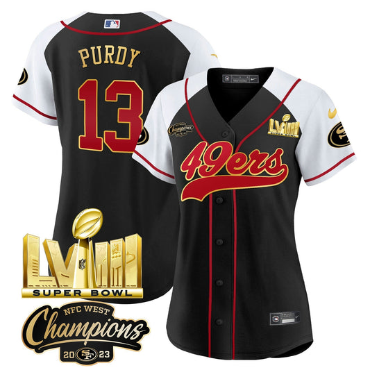 Camisa NFL Women’s NFC West Champions & Super Bowl LVIII Dourada Patch Jersey