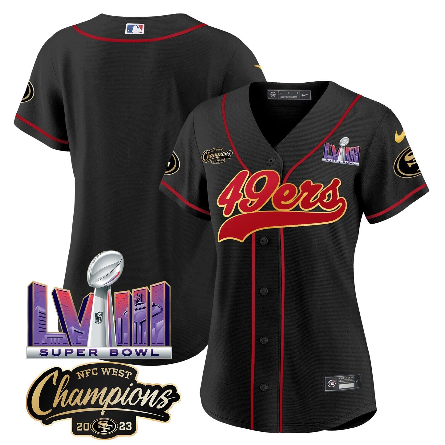 Camisa NFL Women’s NFC West Champions & Super Bowl LVIII Patch Jersey