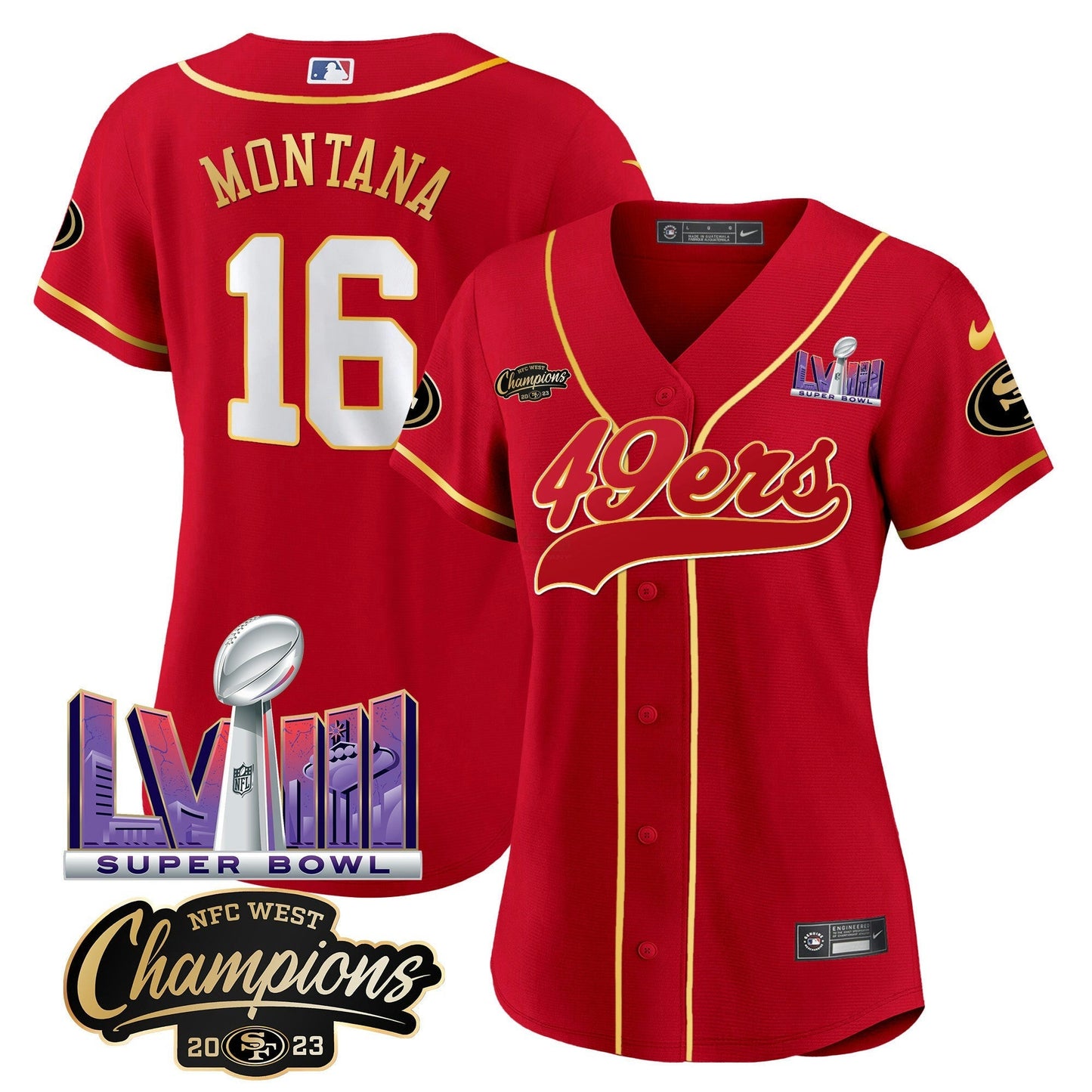 Camisa NFL Women’s NFC West Champions & Super Bowl LVIII Patch Jersey