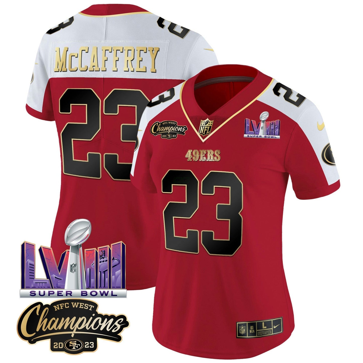 Camisa NFL Women’s NFC West Champions & Super Bowl LVIII Patch Vapor Jersey V2