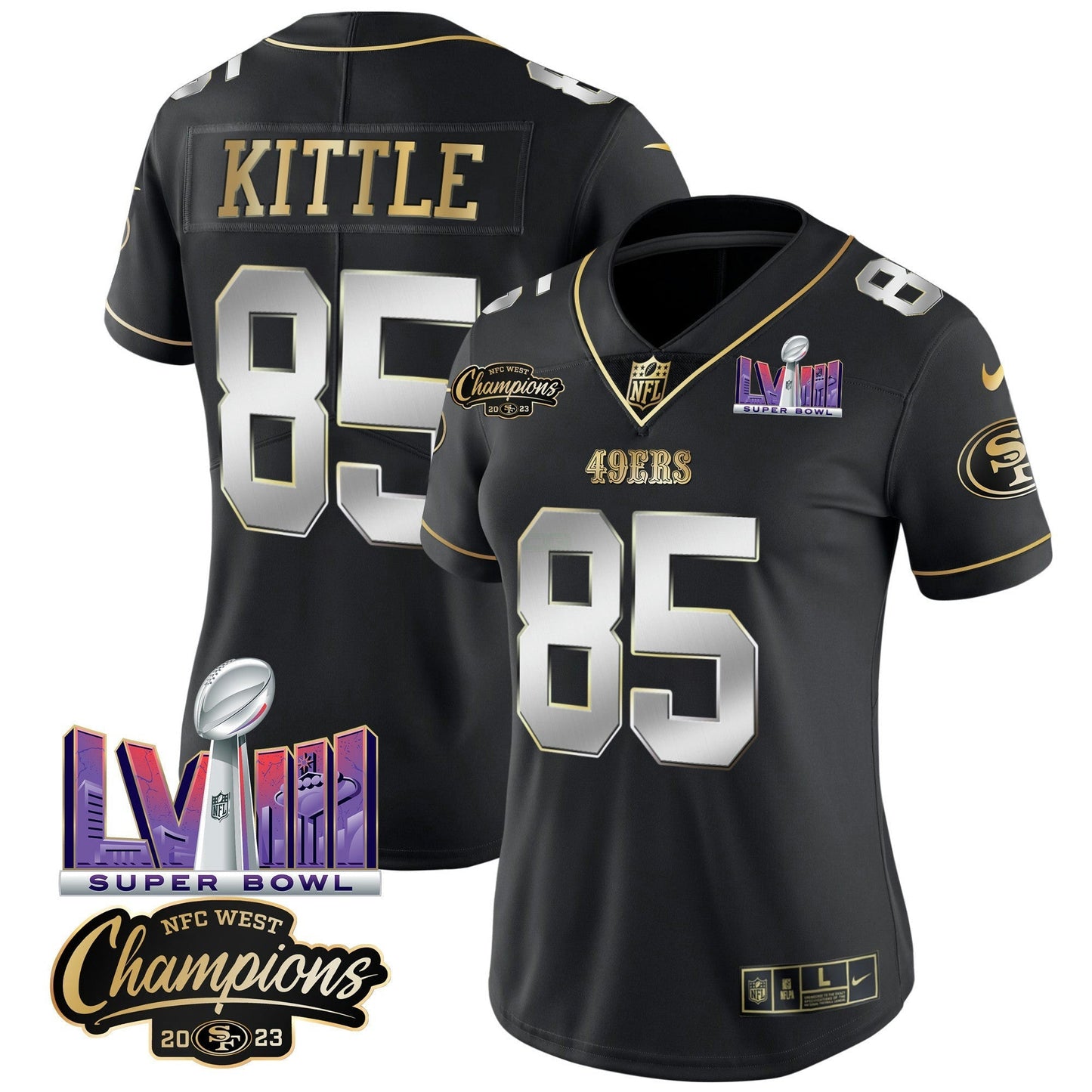 Camisa NFL Women’s NFC West Champions & Super Bowl LVIII Patch Vapor Jersey V2