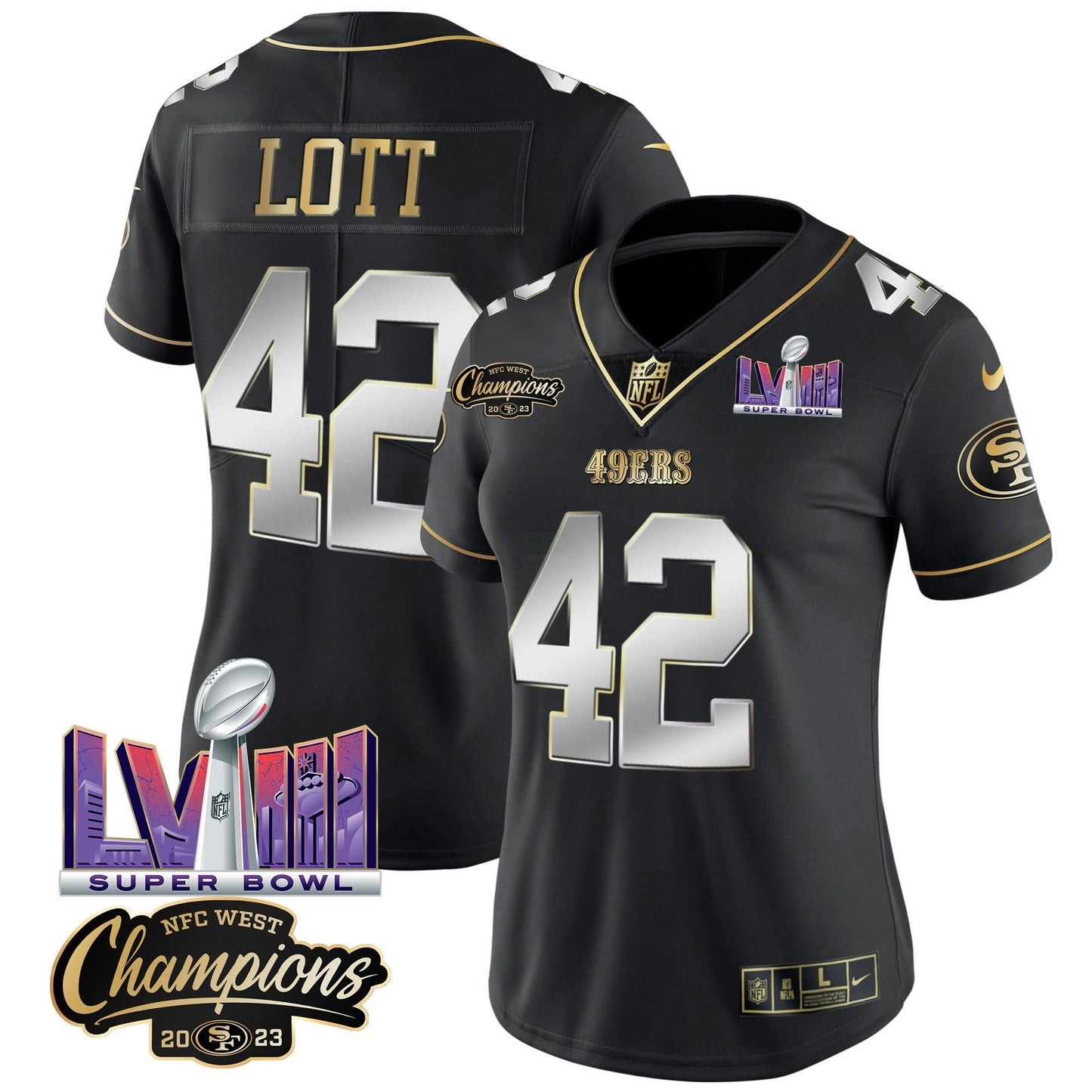 Camisa NFL Women’s NFC West Champions & Super Bowl LVIII Patch Vapor Jersey V2