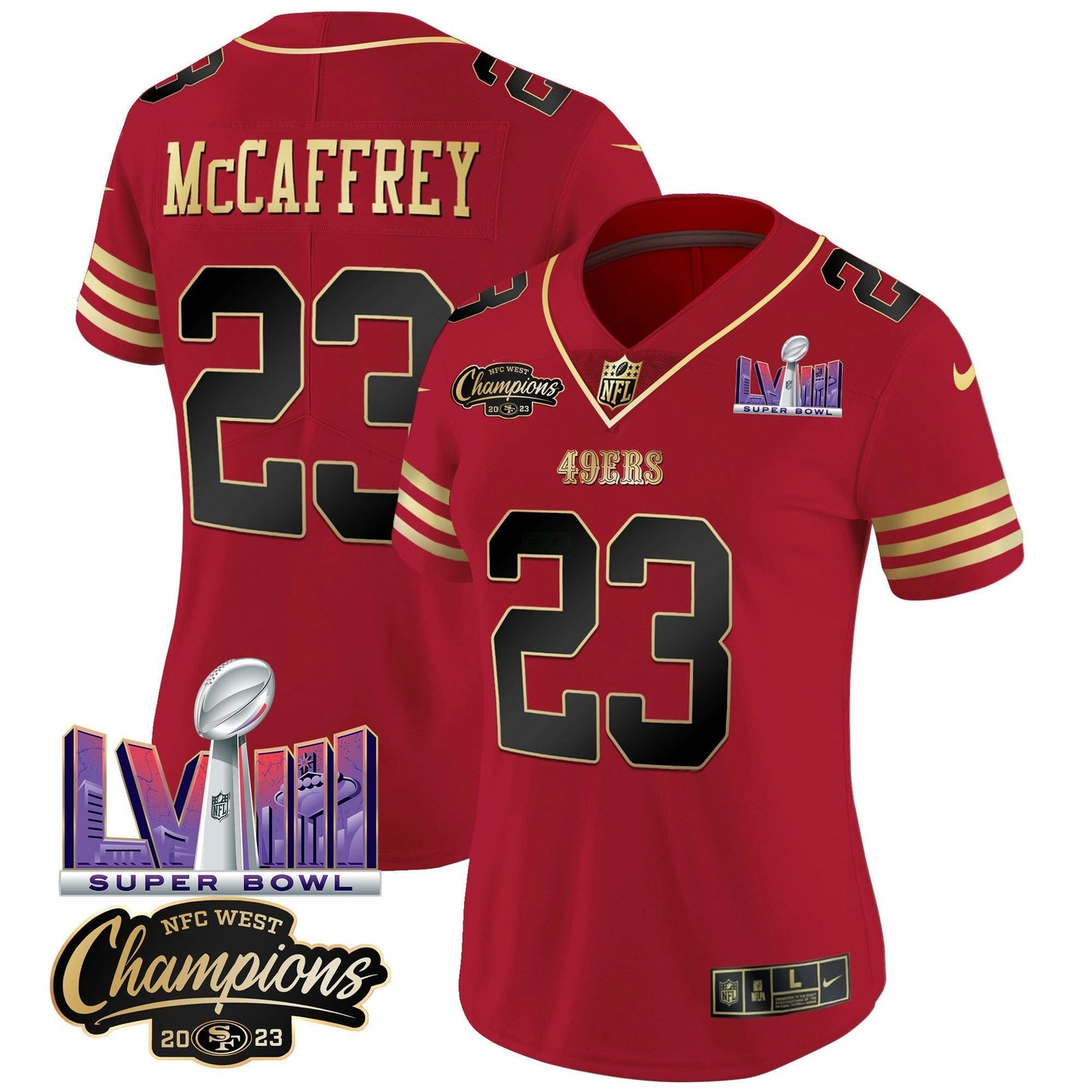 Camisa NFL Women’s NFC West Champions & Super Bowl LVIII Patch Vapor Jersey V2