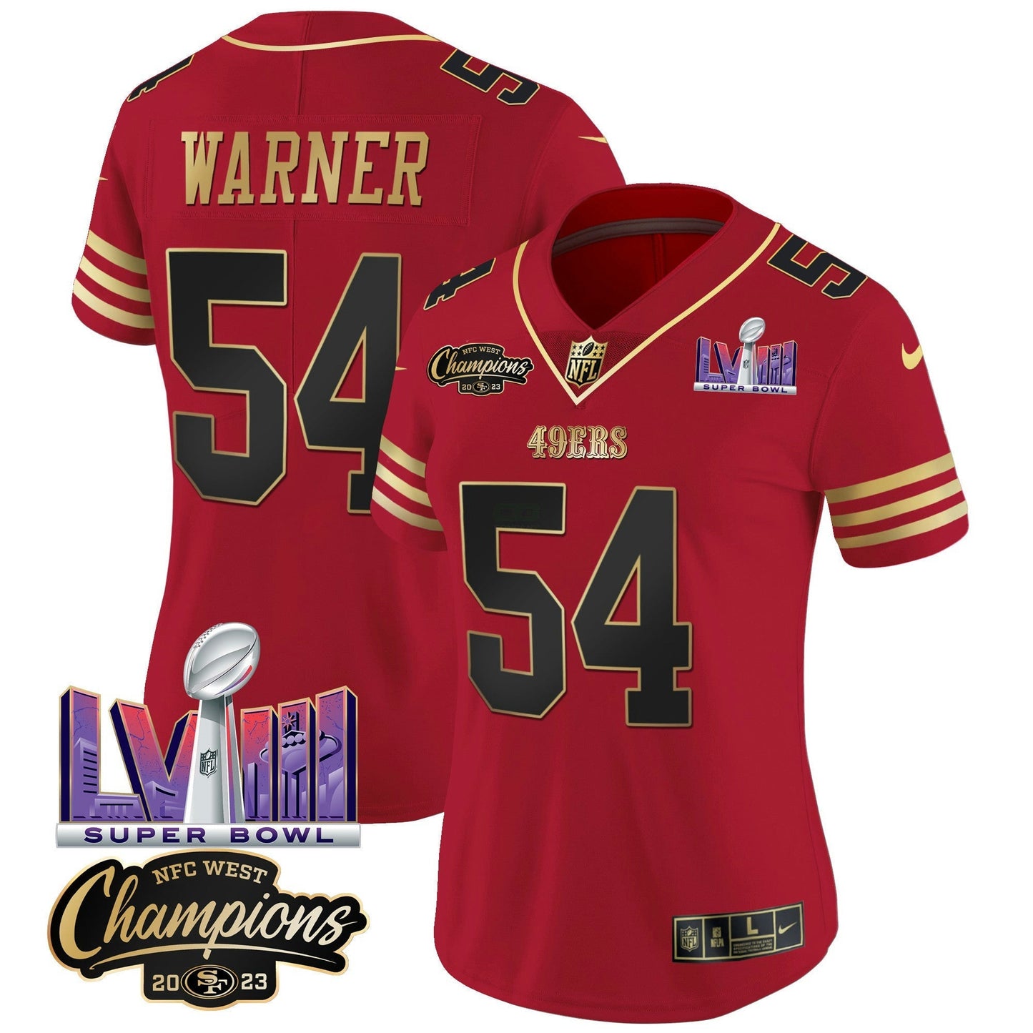 Camisa NFL Women’s NFC West Champions & Super Bowl LVIII Patch Vapor Jersey V2