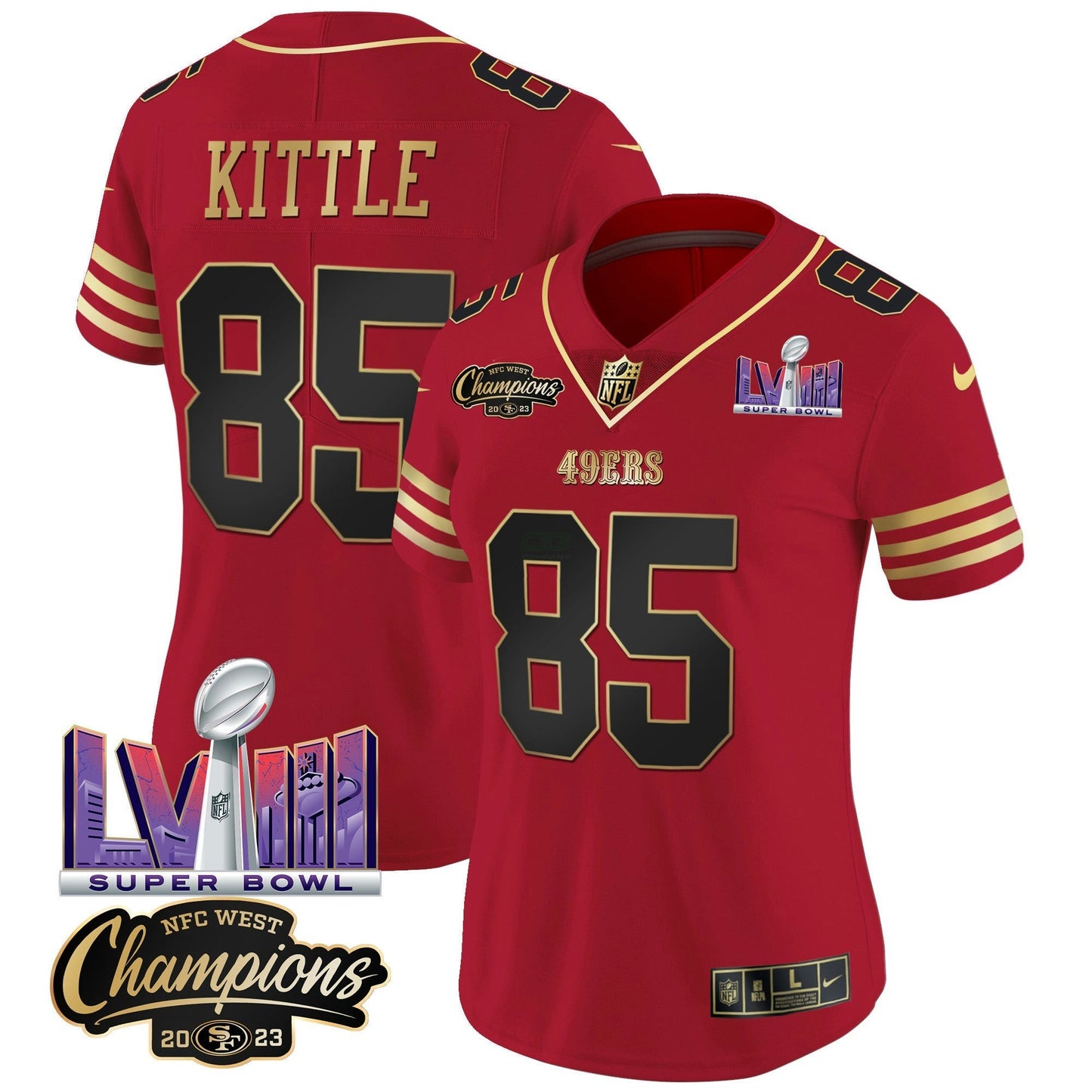 Camisa NFL Women’s NFC West Champions & Super Bowl LVIII Patch Vapor Jersey V2