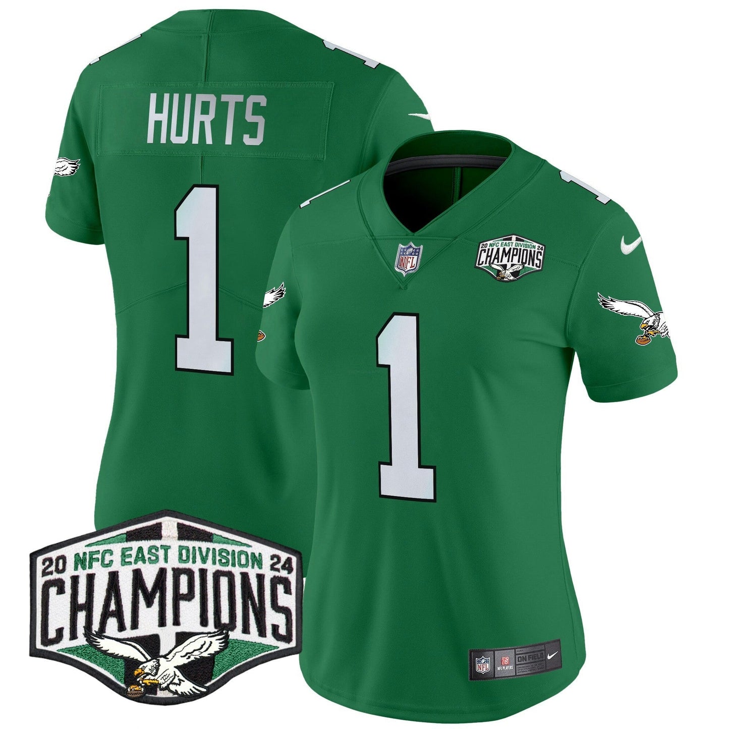 Camisa NFL Women’s Philadelphia Kelly Green 2024 NFC East Division Champions Vapor Limited Jersey