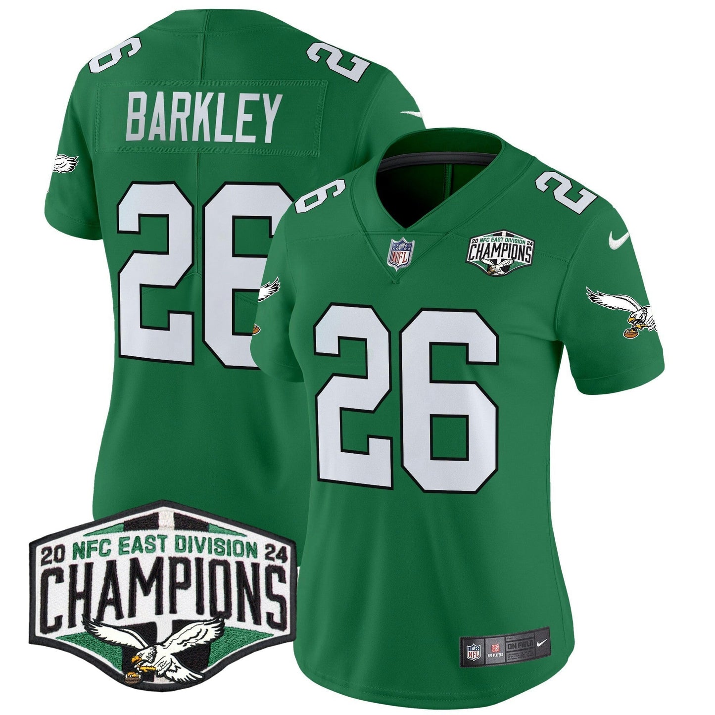 Camisa NFL Women’s Philadelphia Kelly Green 2024 NFC East Division Champions Vapor Limited Jersey