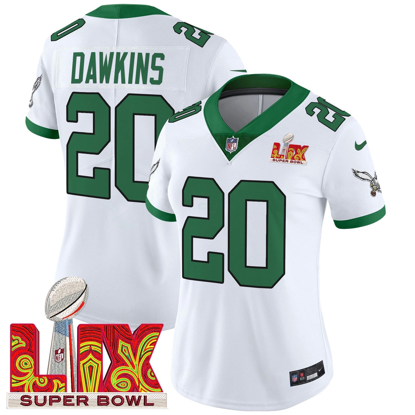 Camisa NFL Women’s Philadelphia Super Bowl LIX Patch Vapor Limited Jersey