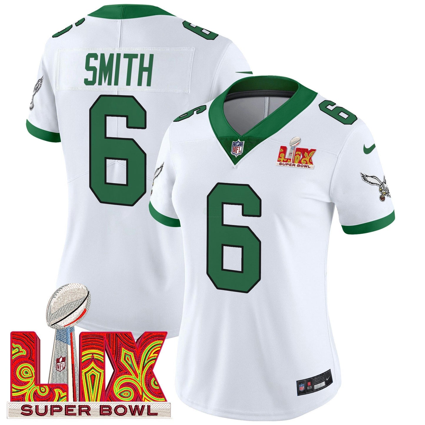 Camisa NFL Women’s Philadelphia Super Bowl LIX Patch Vapor Limited Jersey