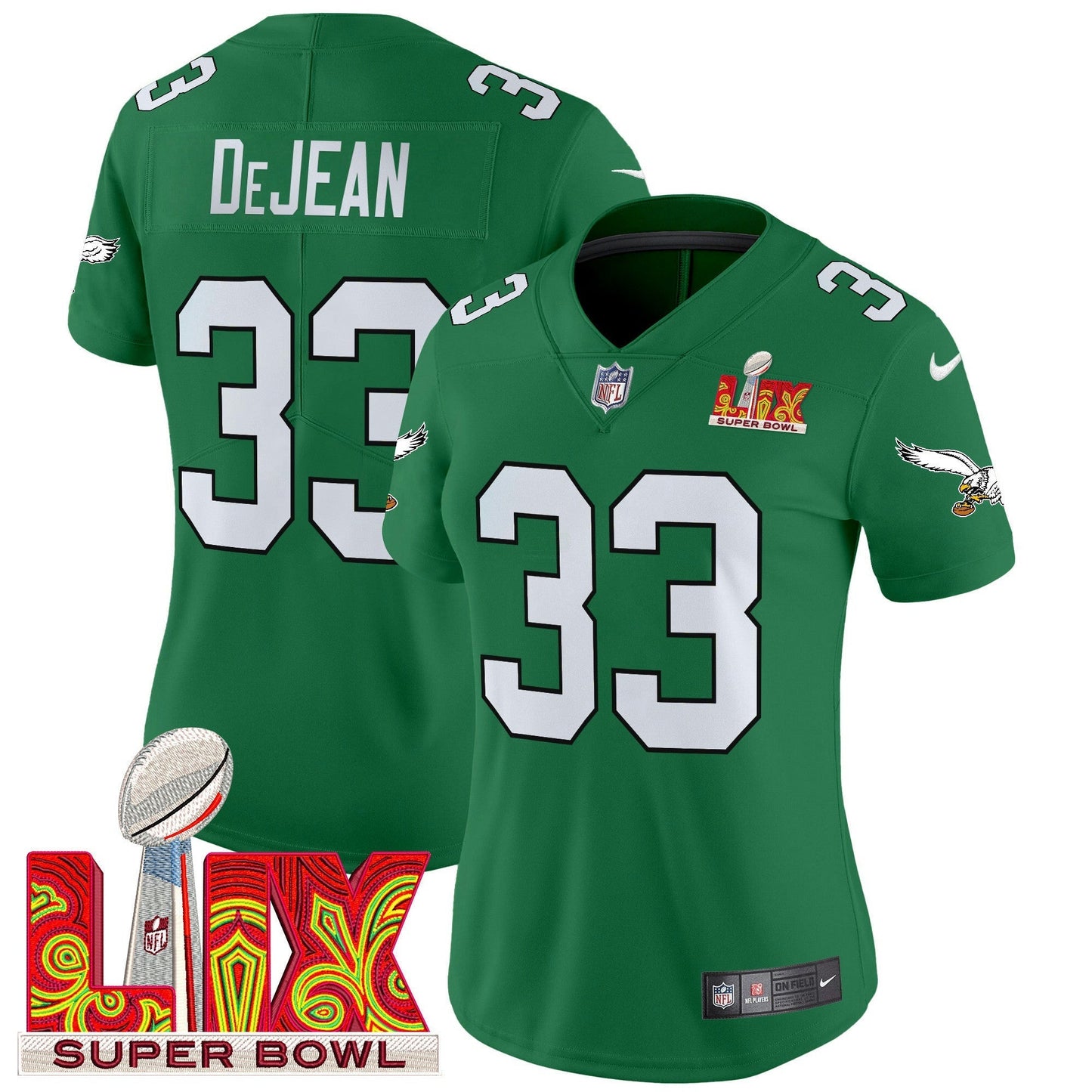 Camisa NFL Women’s Philadelphia Super Bowl LIX Patch Vapor Limited Jersey