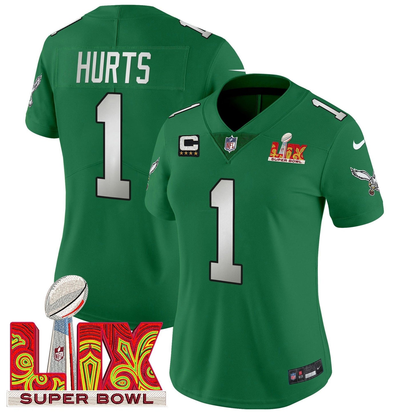 Camisa NFL Women’s Philadelphia Super Bowl LIX Patch Vapor Limited Jersey