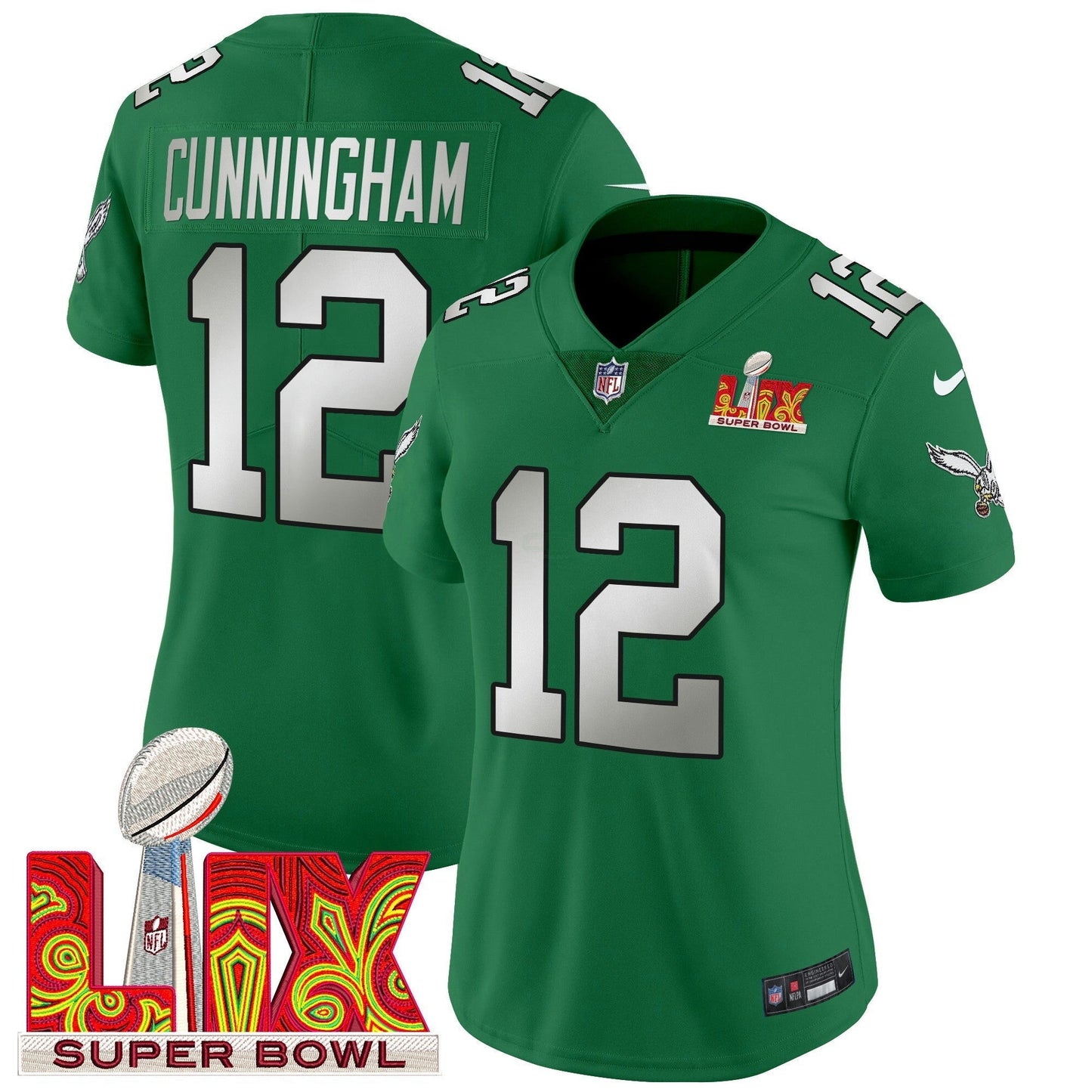 Camisa NFL Women’s Philadelphia Super Bowl LIX Patch Vapor Limited Jersey