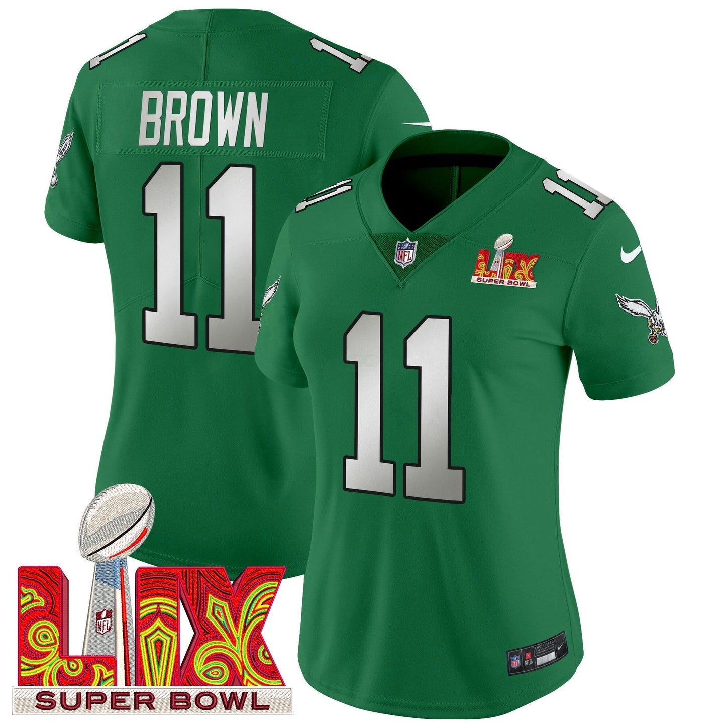 Camisa NFL Women’s Philadelphia Super Bowl LIX Patch Vapor Limited Jersey