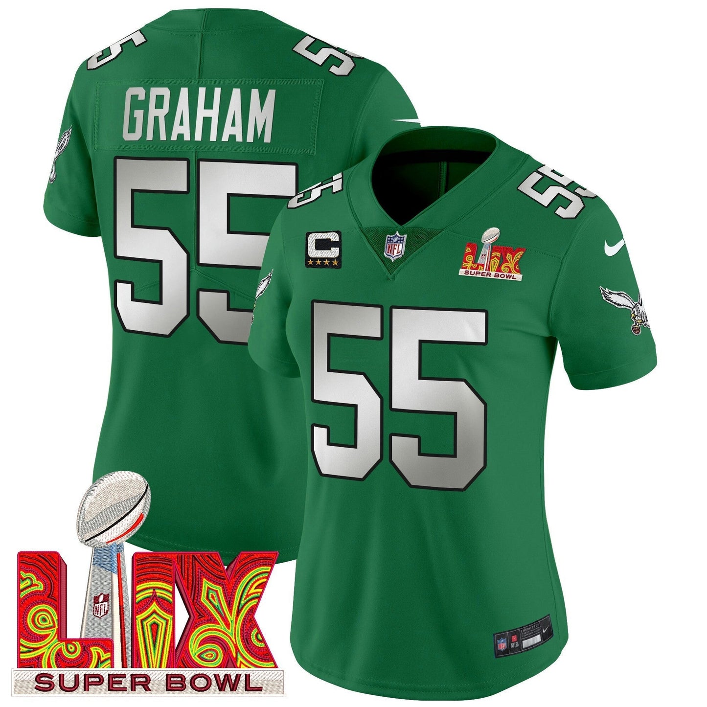 Camisa NFL Women’s Philadelphia Super Bowl LIX Patch Vapor Limited Jersey