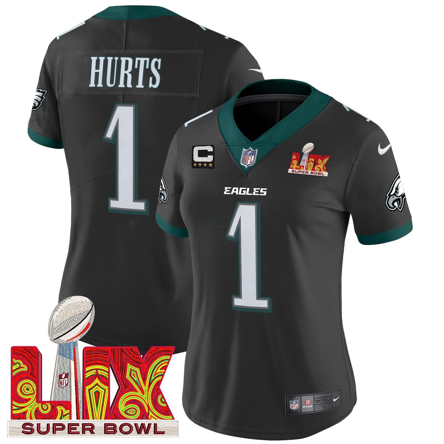 Camisa NFL Women’s Philadelphia Super Bowl LIX Patch Vapor Limited Jersey