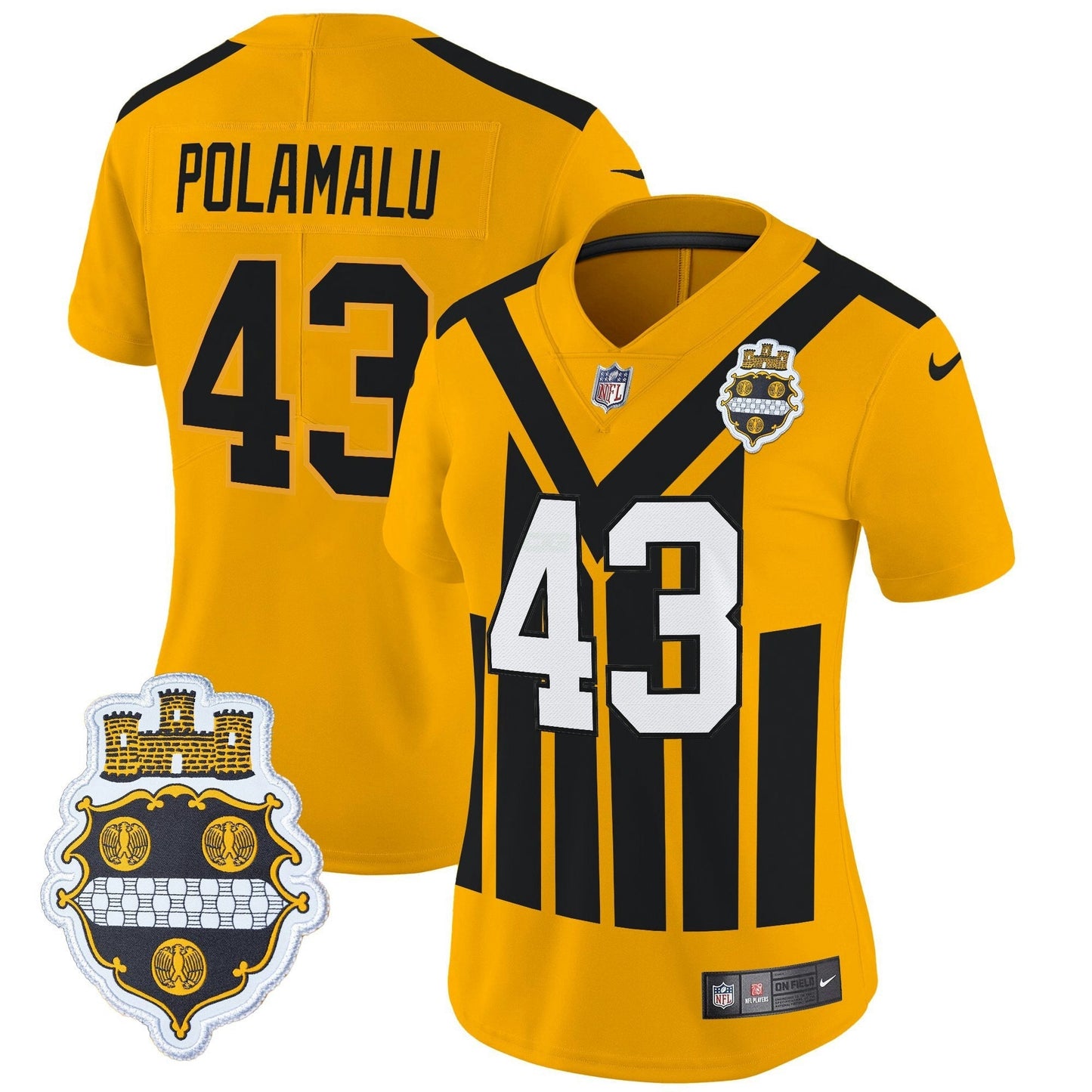 Camisa NFL Women’s Pittsburgh 1933 Patch Throwback Vapor Limited Jersey - Dourada