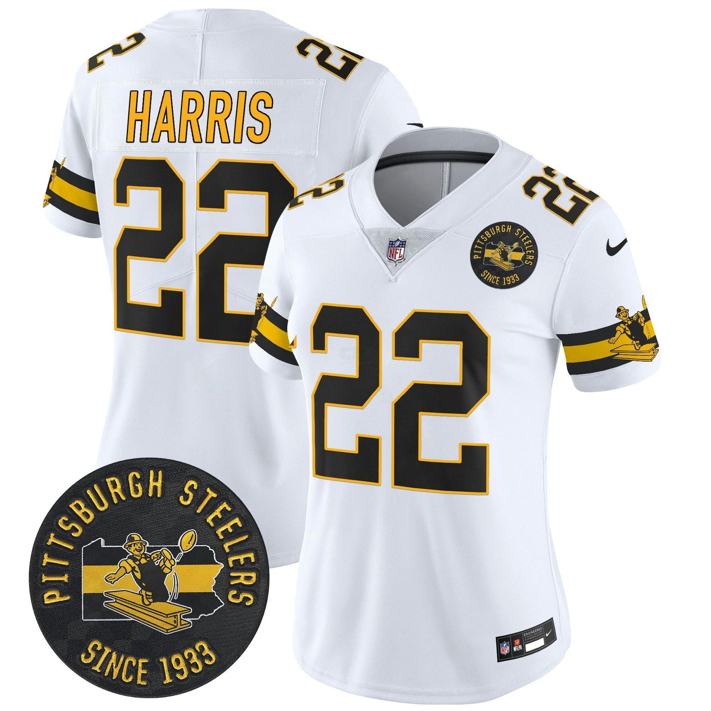 Camisa NFL Women’s Pittsburgh Throwback 1933 Patch Vapor Limited Jersey