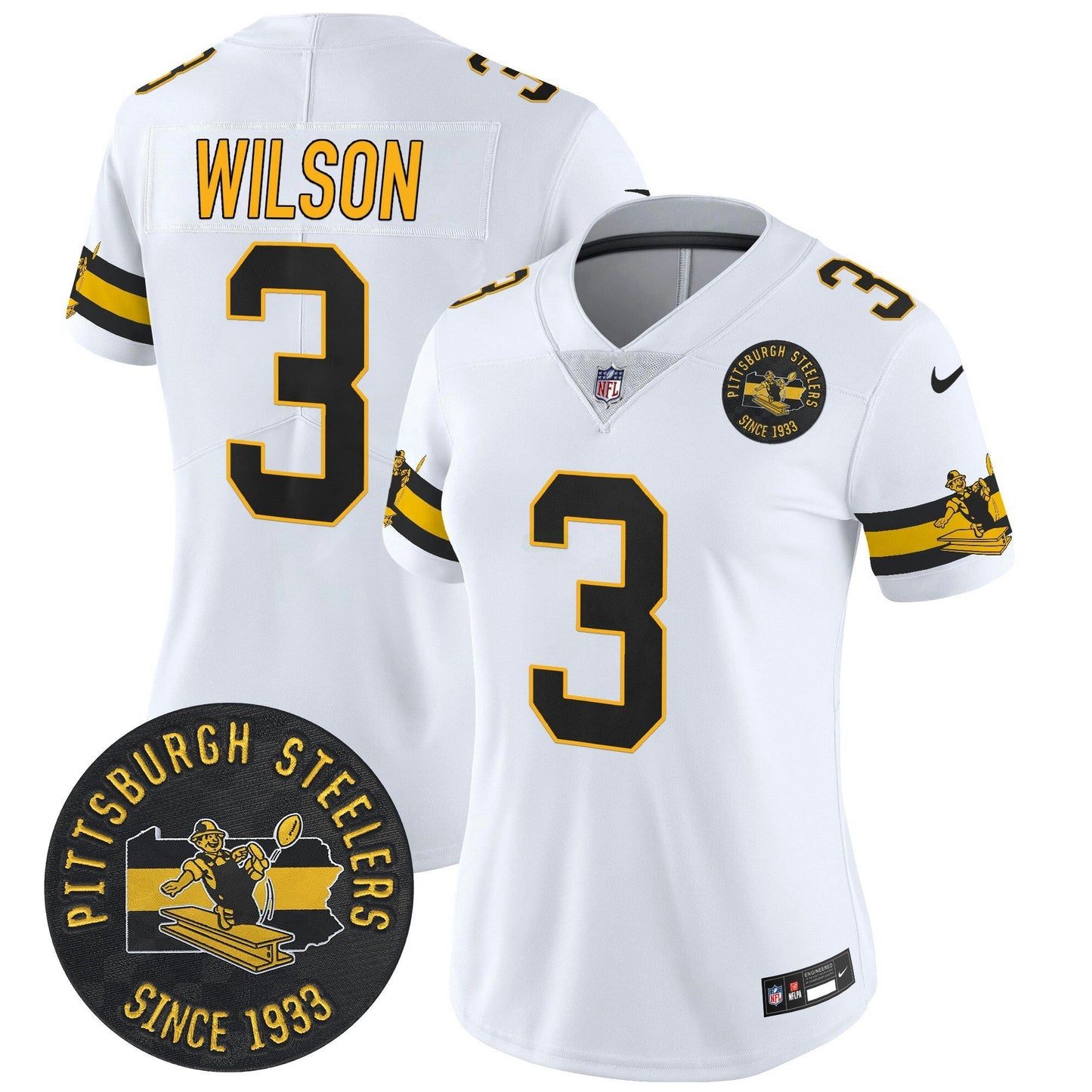 Camisa NFL Women’s Pittsburgh Throwback 1933 Patch Vapor Limited Jersey