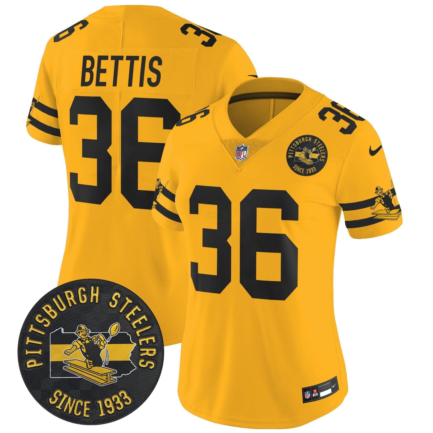 Camisa NFL Women’s Pittsburgh Throwback 1933 Patch Vapor Limited Jersey
