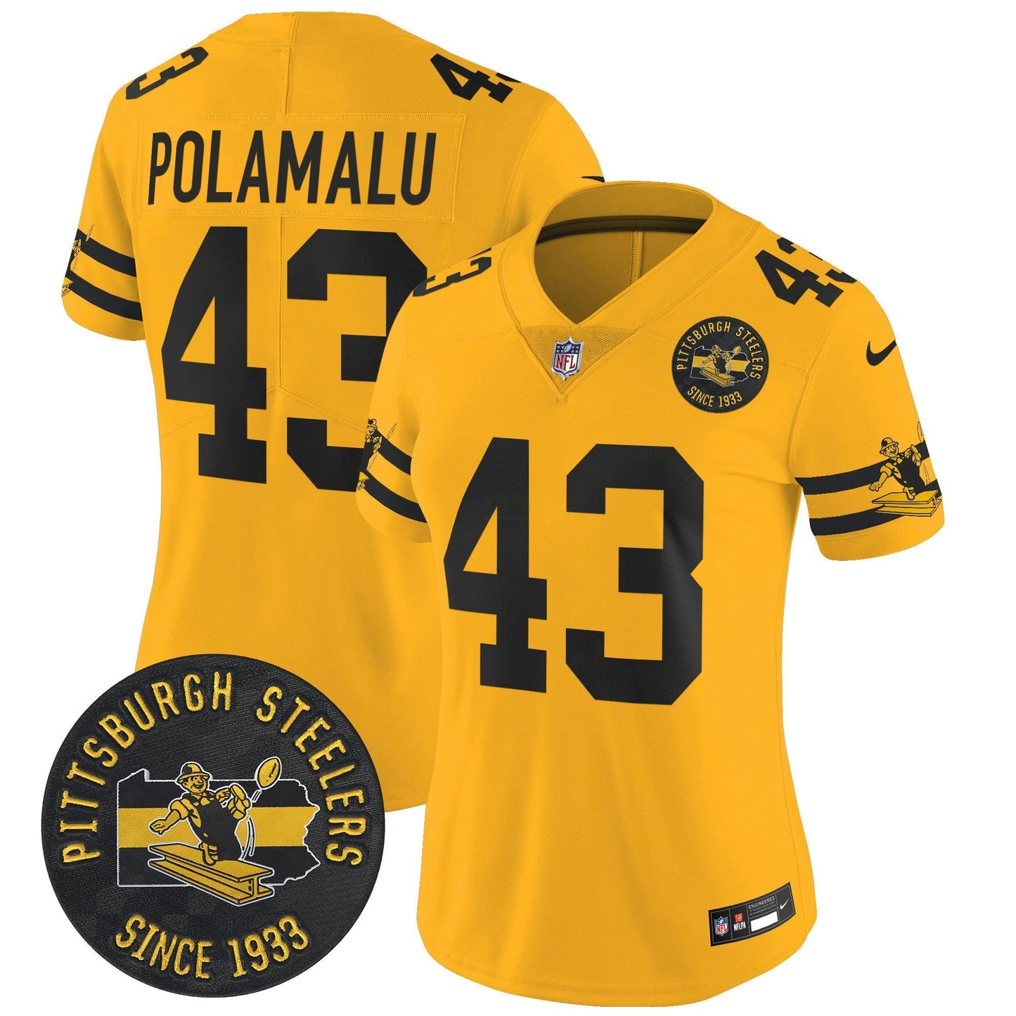 Camisa NFL Women’s Pittsburgh Throwback 1933 Patch Vapor Limited Jersey
