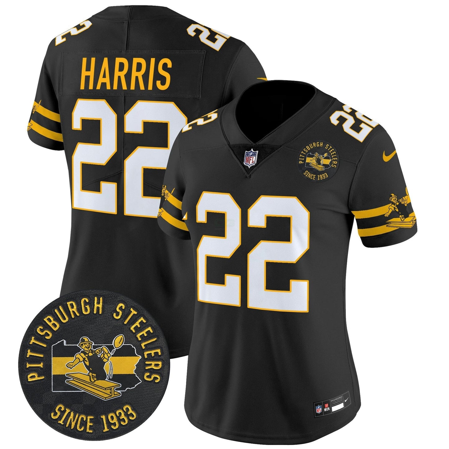 Camisa NFL Women’s Pittsburgh Throwback 1933 Patch Vapor Limited Jersey