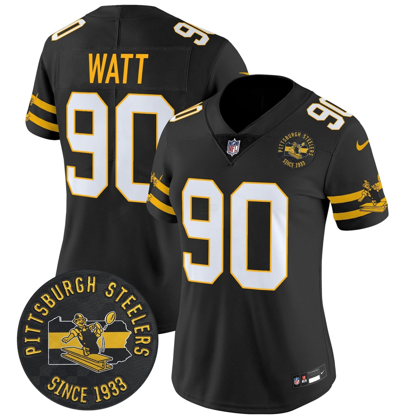 Camisa NFL Women’s Pittsburgh Throwback 1933 Patch Vapor Limited Jersey