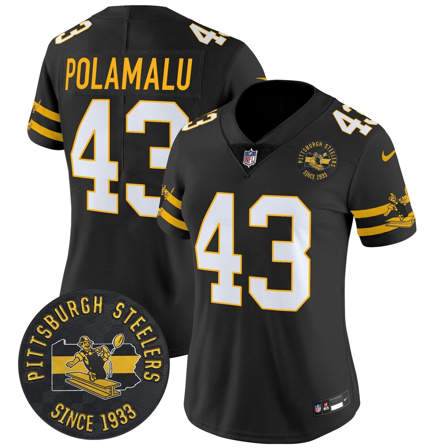 Camisa NFL Women’s Pittsburgh Throwback 1933 Patch Vapor Limited Jersey