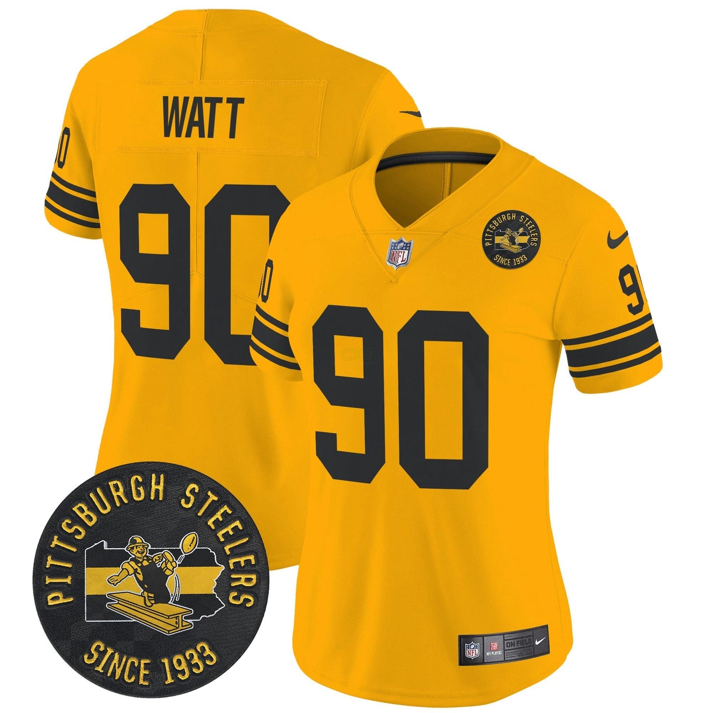 Camisa NFL Women’s Pittsburgh Throwback 1962 Vapor Limited Jersey – Est. 1933 Patch