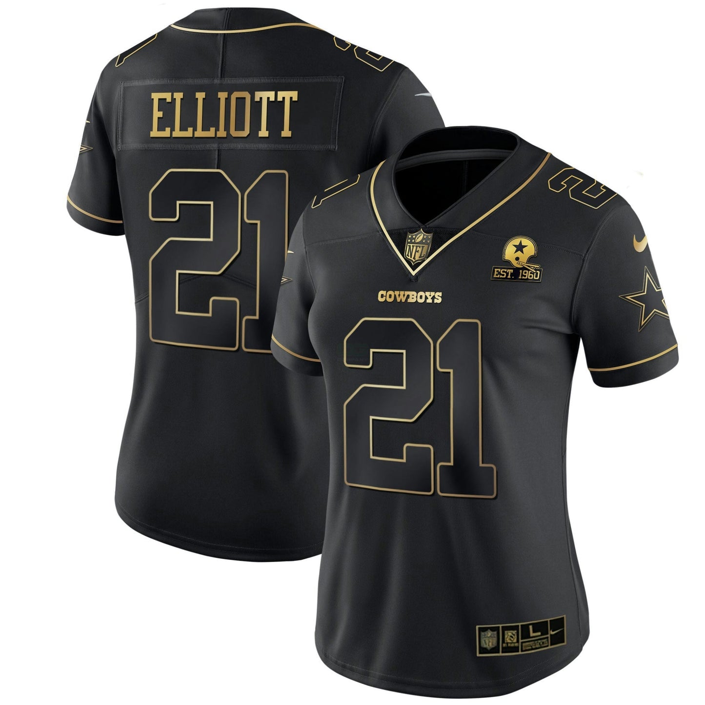 Camisa NFL Women’s Preta Dourada & Branca Dourada