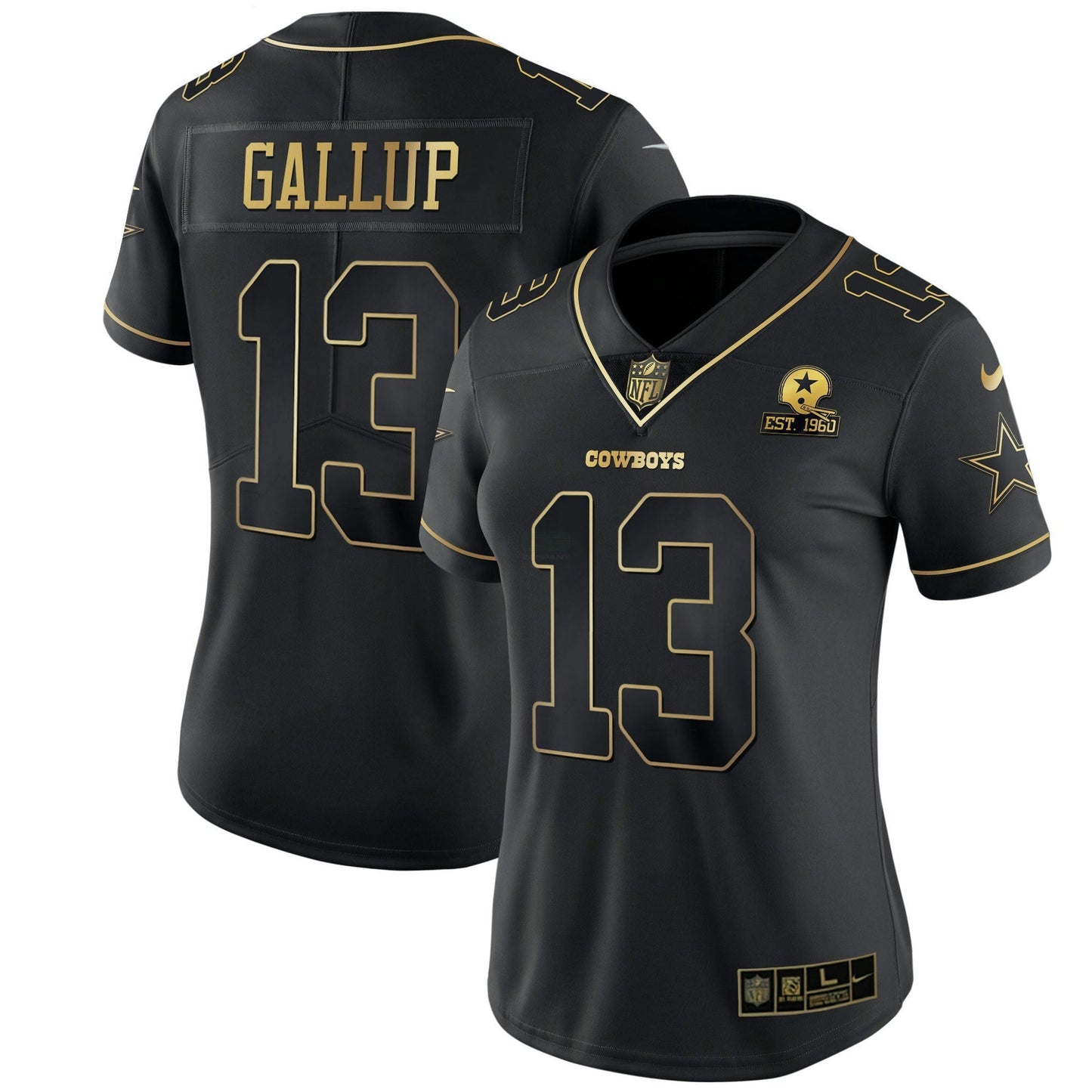 Camisa NFL Women’s Preta Dourada & Branca Dourada