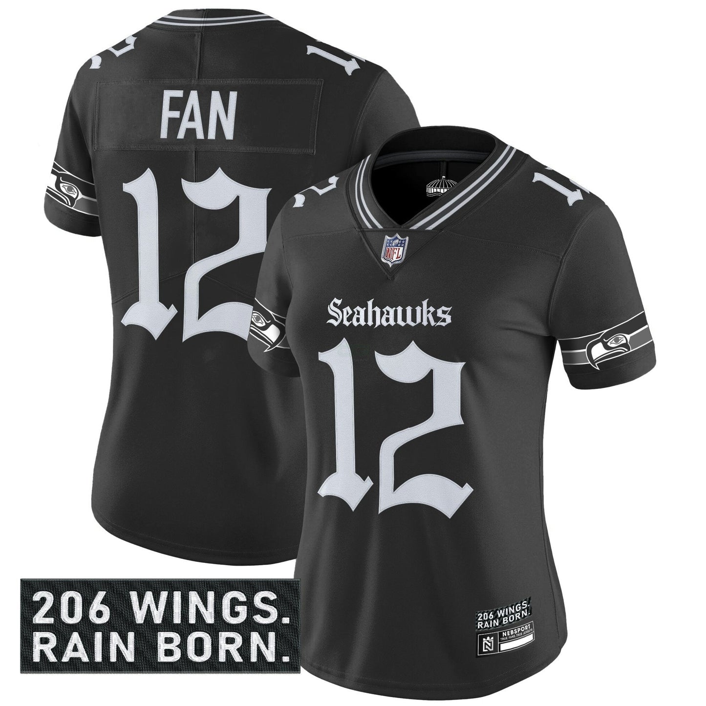 Camisa NFL Women’s Seattle ‘Gothic Rain City Shadows Edition’ Vapor Limited Jersey