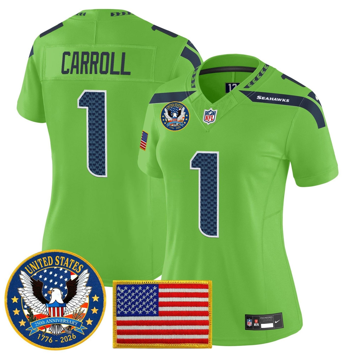 Camisa NFL Women’s Seattle “United States 250th Anniversary Patch” Vapor Limited Jersey