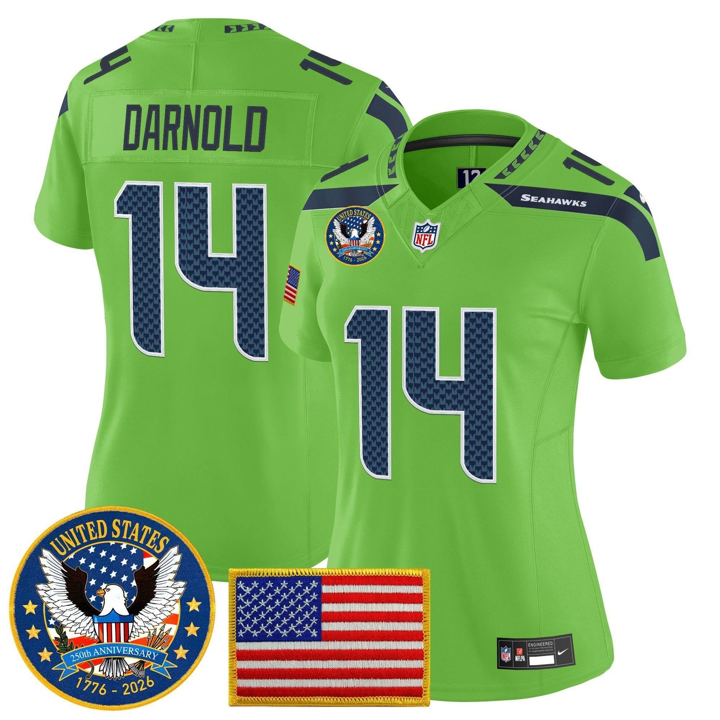Camisa NFL Women’s Seattle “United States 250th Anniversary Patch” Vapor Limited Jersey