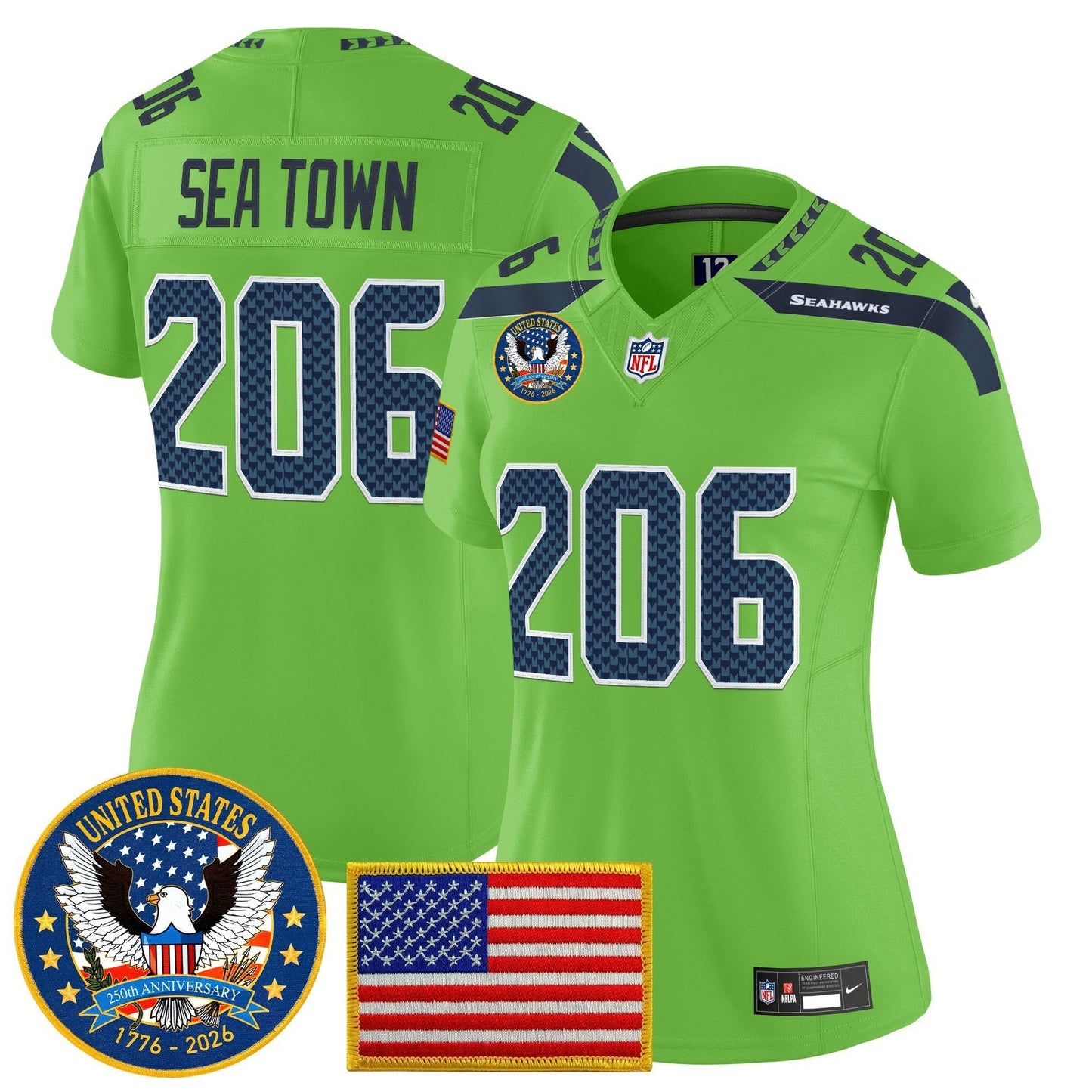 Camisa NFL Women’s Seattle “United States 250th Anniversary Patch” Vapor Limited Jersey