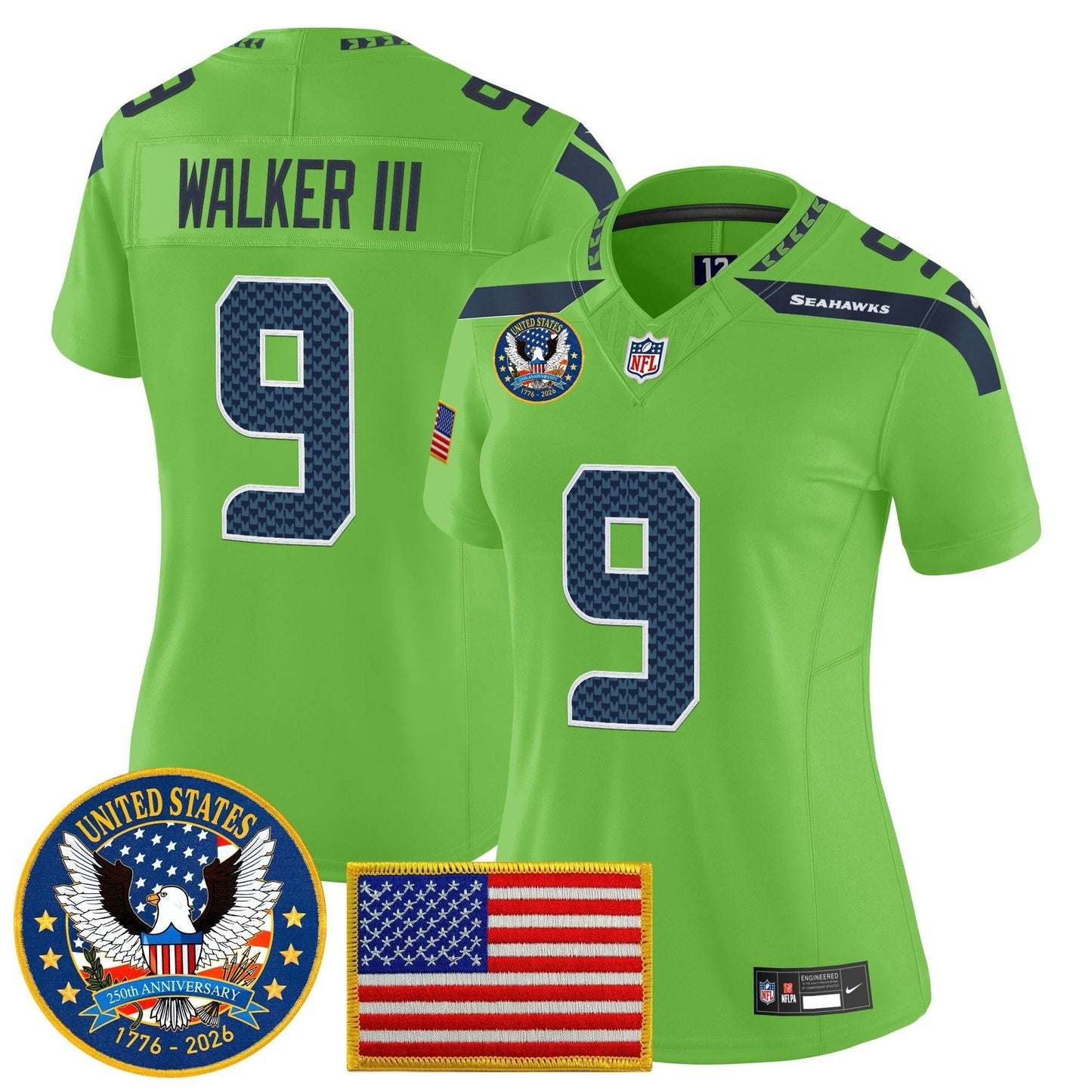 Camisa NFL Women’s Seattle “United States 250th Anniversary Patch” Vapor Limited Jersey