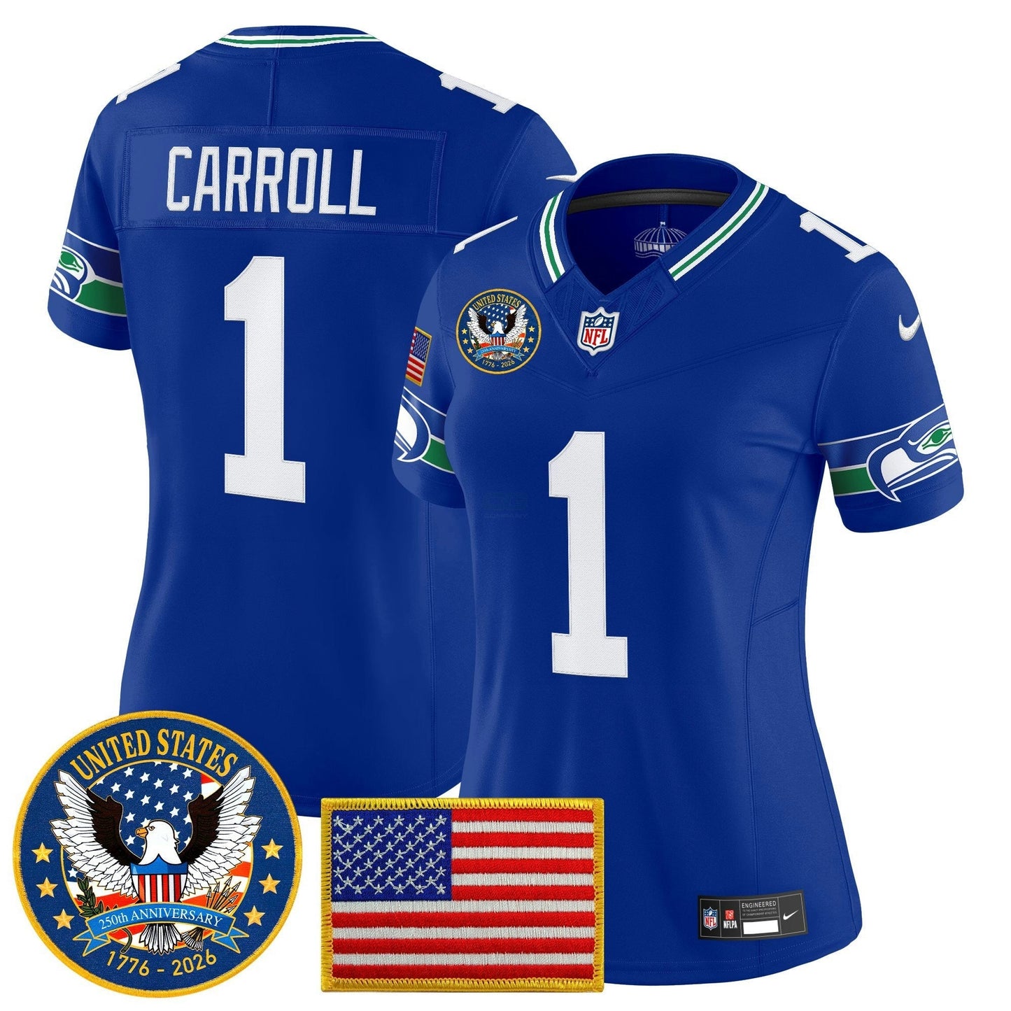 Camisa NFL Women’s Seattle “United States 250th Anniversary Patch” Vapor Limited Jersey