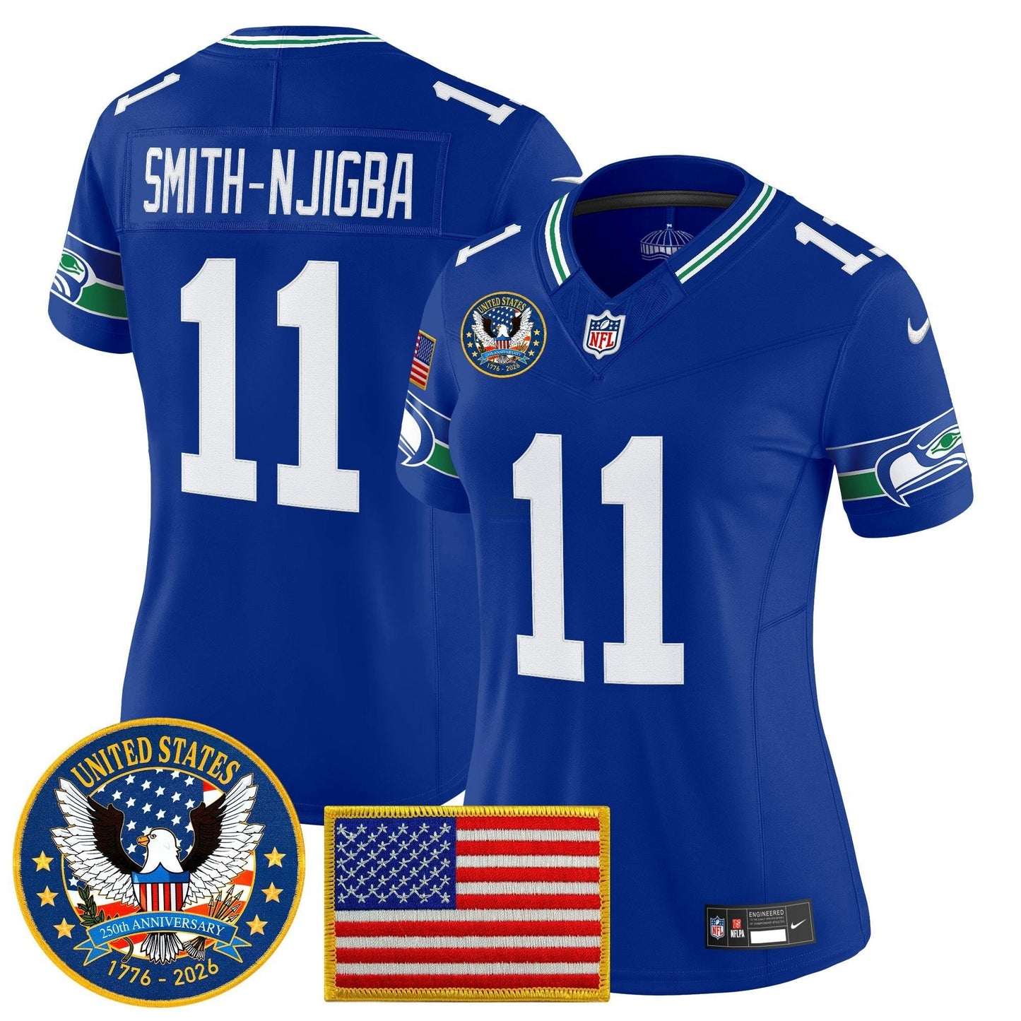 Camisa NFL Women’s Seattle “United States 250th Anniversary Patch” Vapor Limited Jersey
