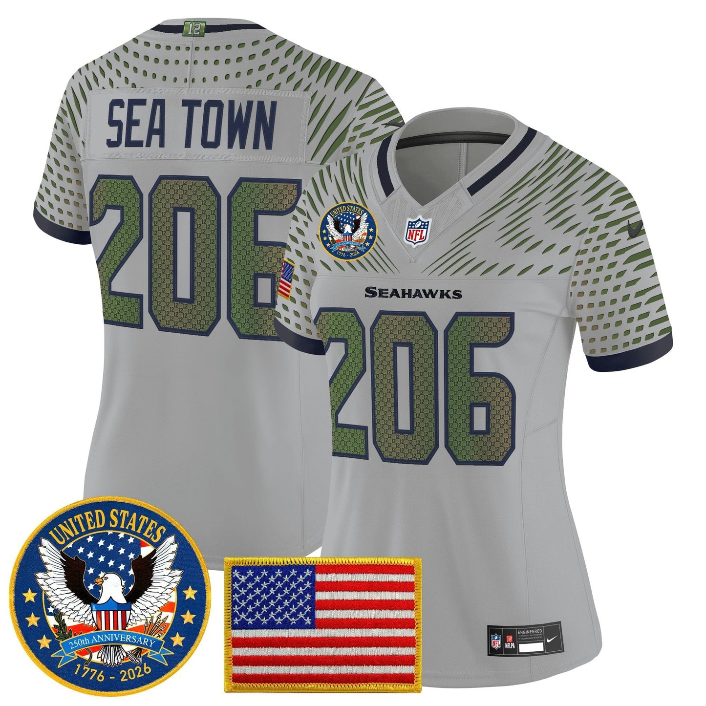 Camisa NFL Women’s Seattle “United States 250th Anniversary Patch” Vapor Limited Jersey