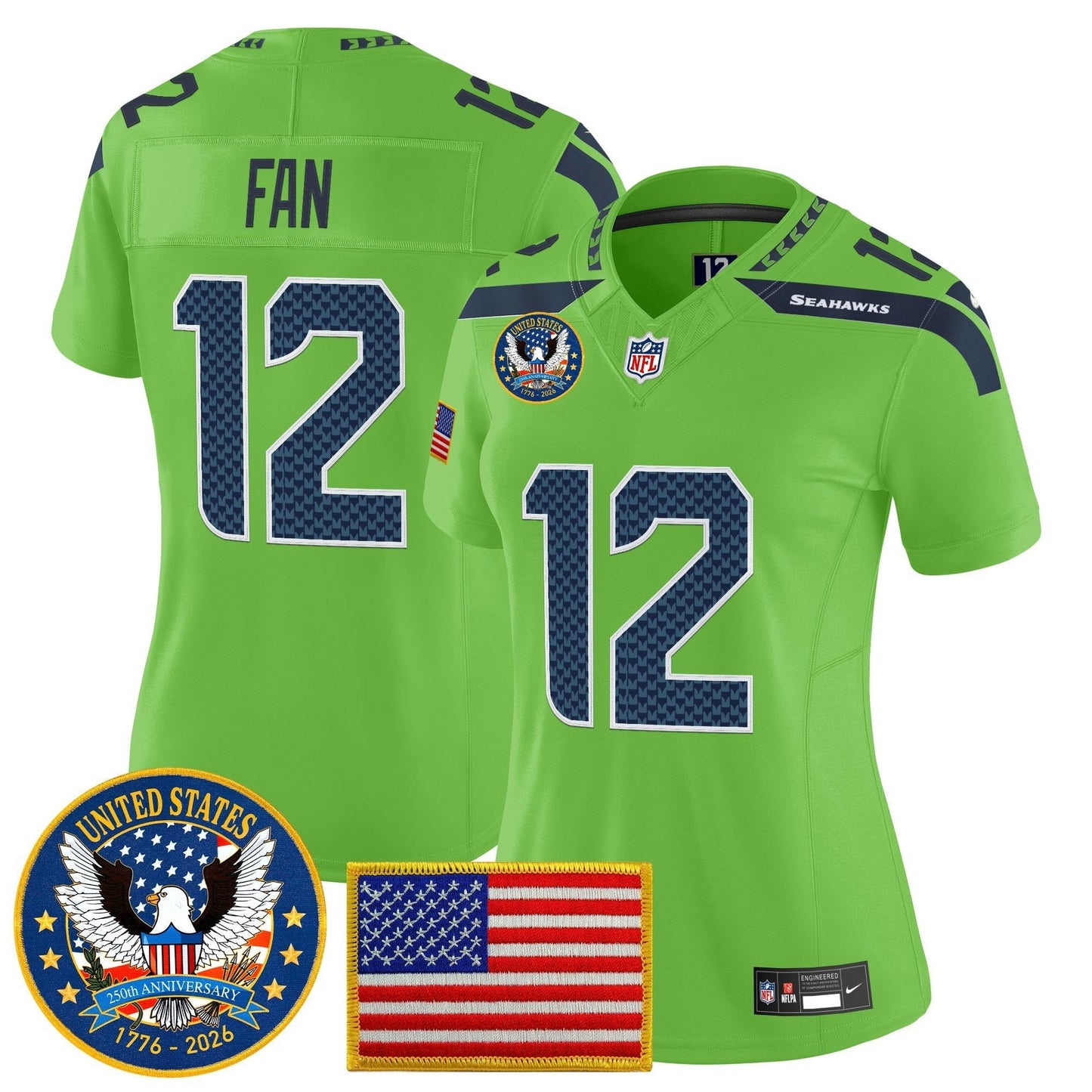 Camisa NFL Women’s Seattle “United States 250th Anniversary Patch” Vapor Limited Jersey