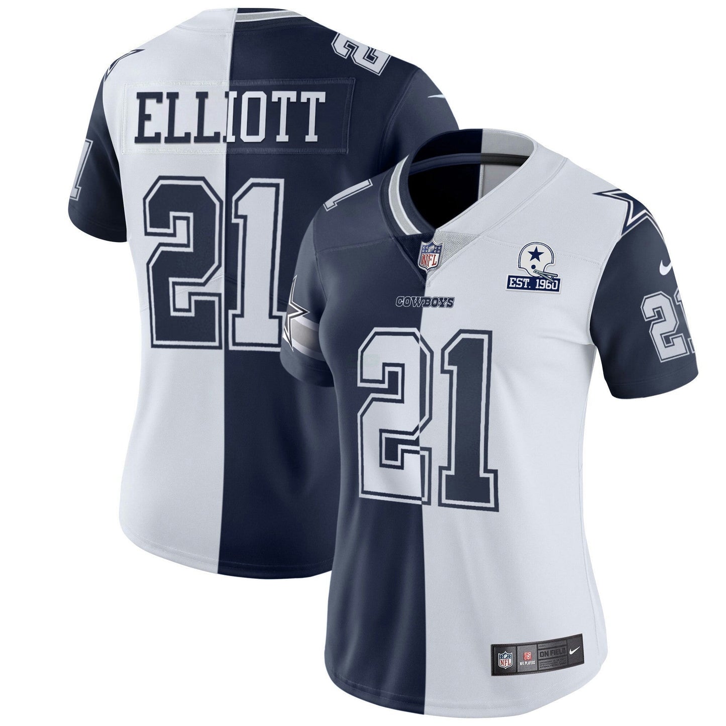 Camisa NFL Women’s Split Branca Azul Marinho Est 1960 Patch - Split