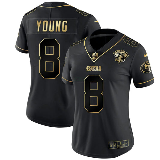 Camisa NFL Women’s Steve Young San Francisco Preta Dourada Jersey - Preta Dourada