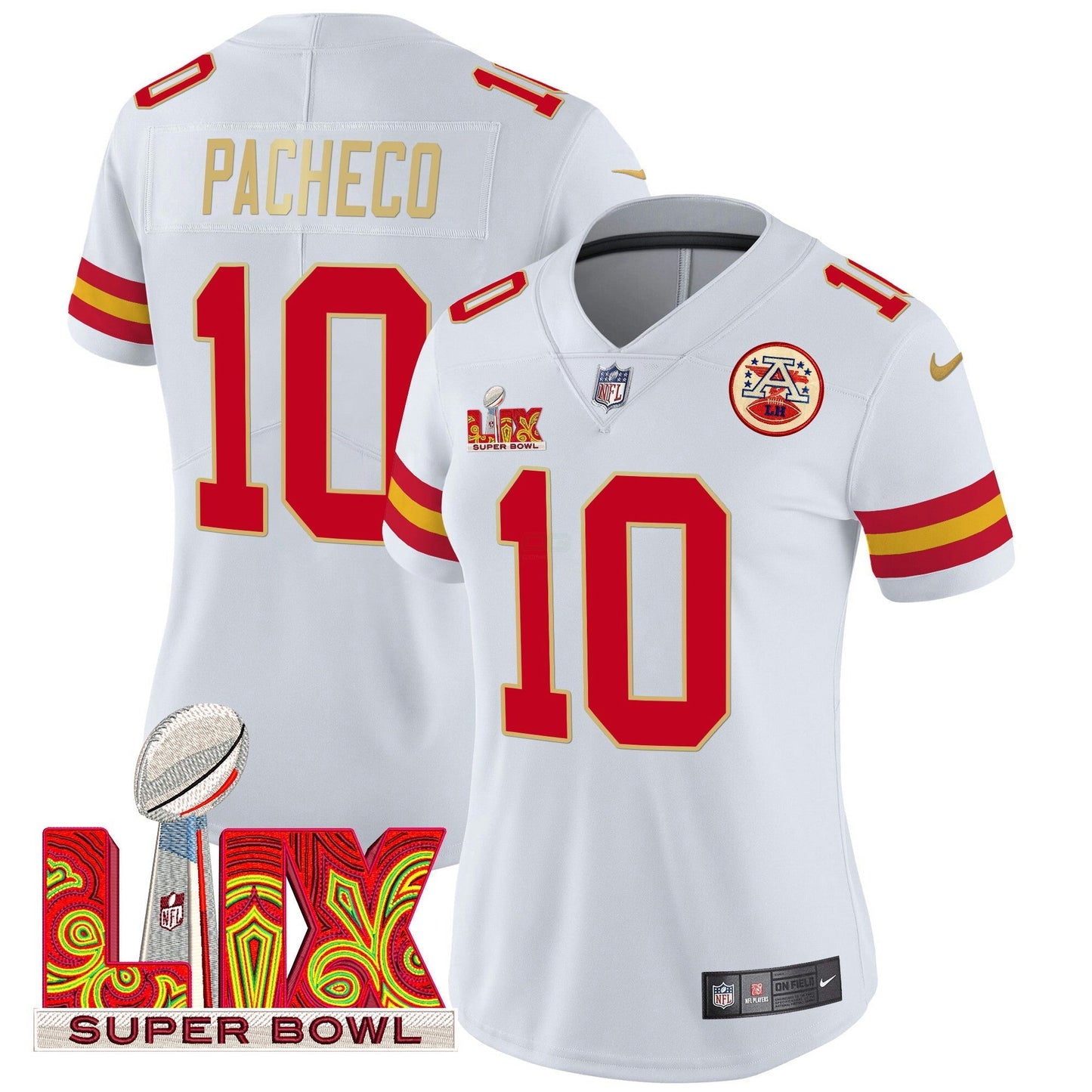 Camisa NFL Women’s Super Bowl LIX Patch Dourada Trim Vapor Limited Jersey