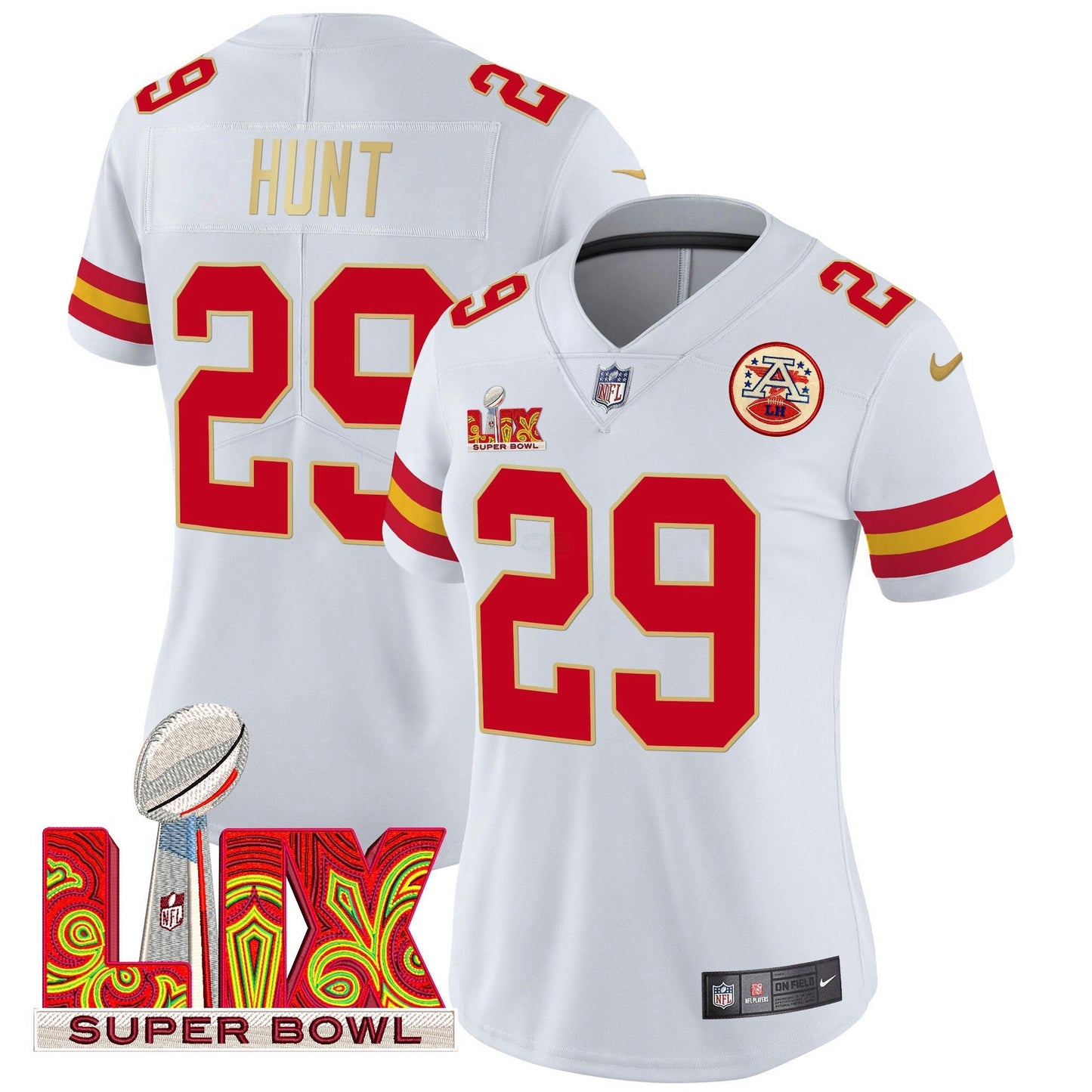 Camisa NFL Women’s Super Bowl LIX Patch Dourada Trim Vapor Limited Jersey