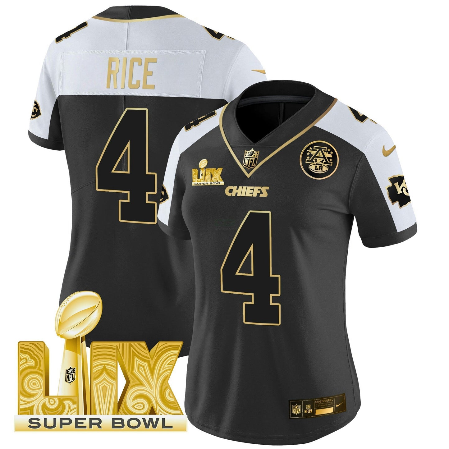 Camisa NFL Women’s Super Bowl LIX Patch Dourada Vapor Limited Jersey