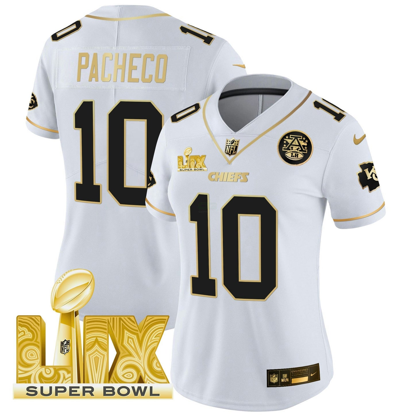 Camisa NFL Women’s Super Bowl LIX Patch Dourada Vapor Limited Jersey