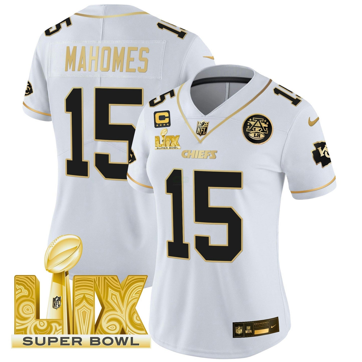 Camisa NFL Women’s Super Bowl LIX Patch Dourada Vapor Limited Jersey