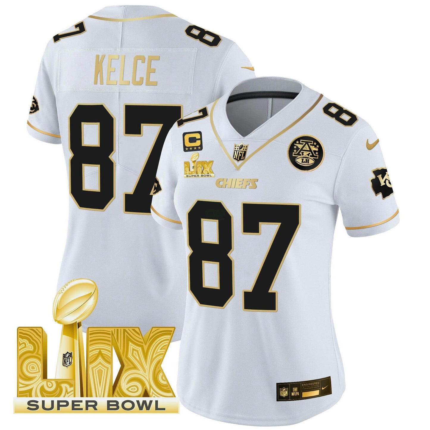 Camisa NFL Women’s Super Bowl LIX Patch Dourada Vapor Limited Jersey