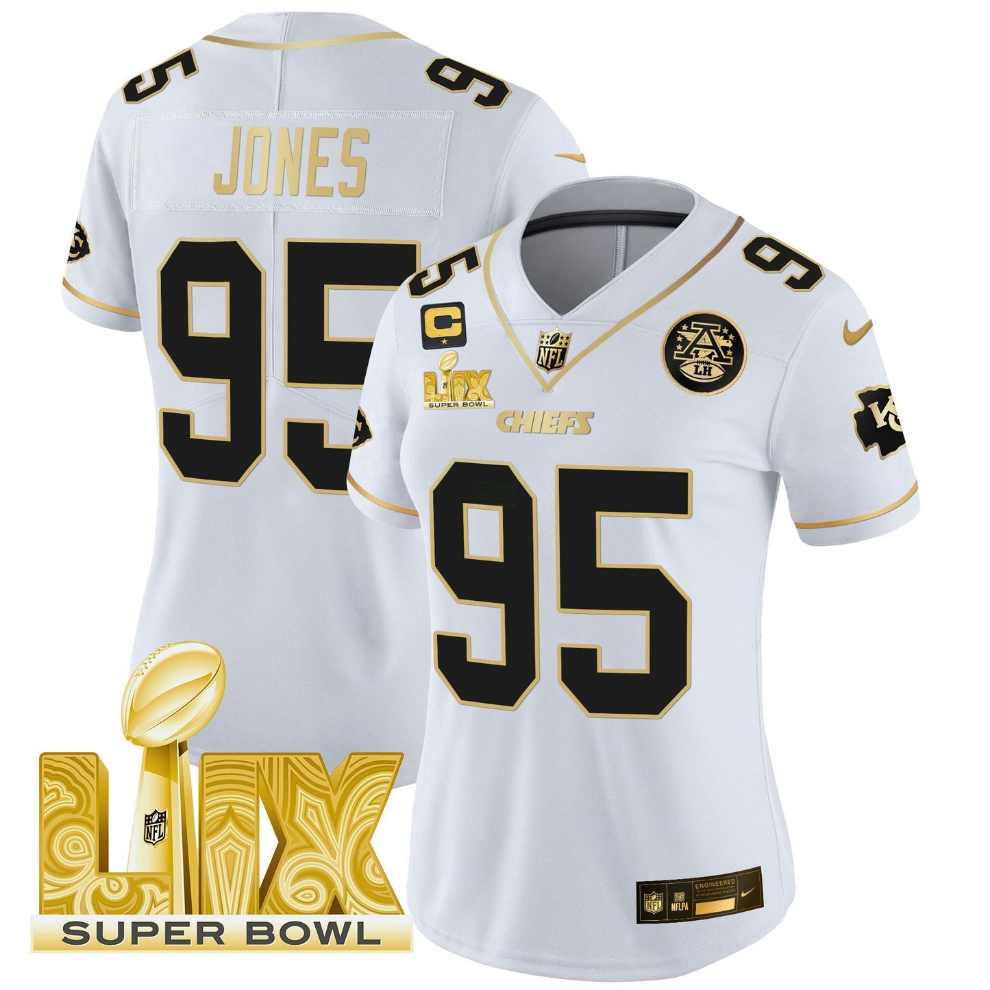 Camisa NFL Women’s Super Bowl LIX Patch Dourada Vapor Limited Jersey