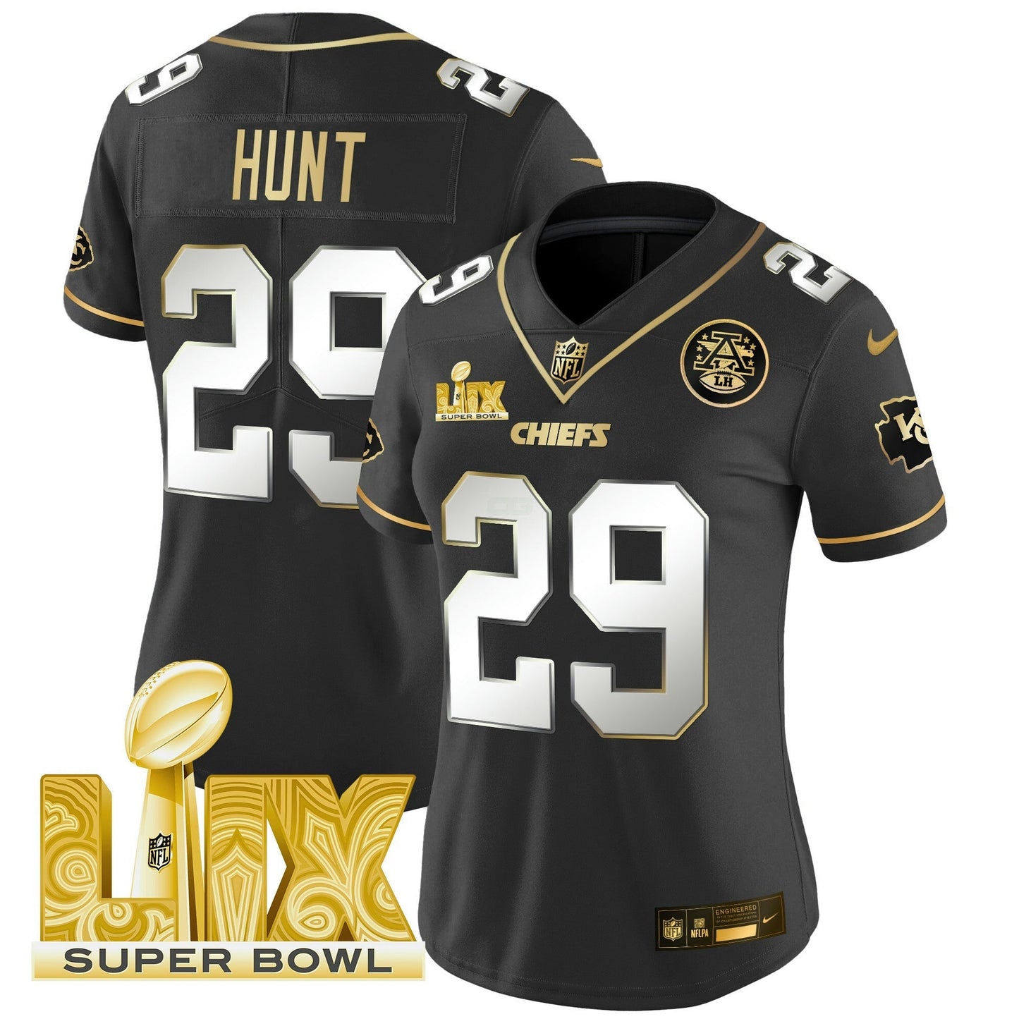 Camisa NFL Women’s Super Bowl LIX Patch Dourada Vapor Limited Jersey